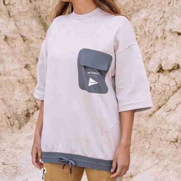 Adidas x And Wander Terrex Tunic Top Fleece Jersey Pink Gorpcore - Picture 1 of 15